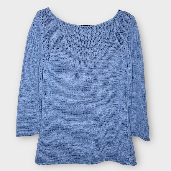 CALVIN KLEIN coastal blue beachy loose knit ballet neck sweater size XL - Picture 2 of 5
